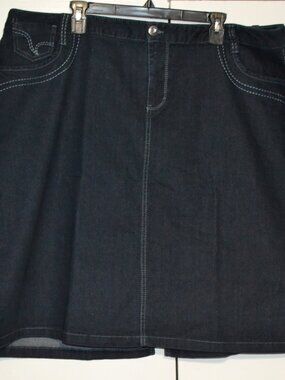 Avenue Denim Dark Wash Stretch Denim Skirt Size 24 Plus Size